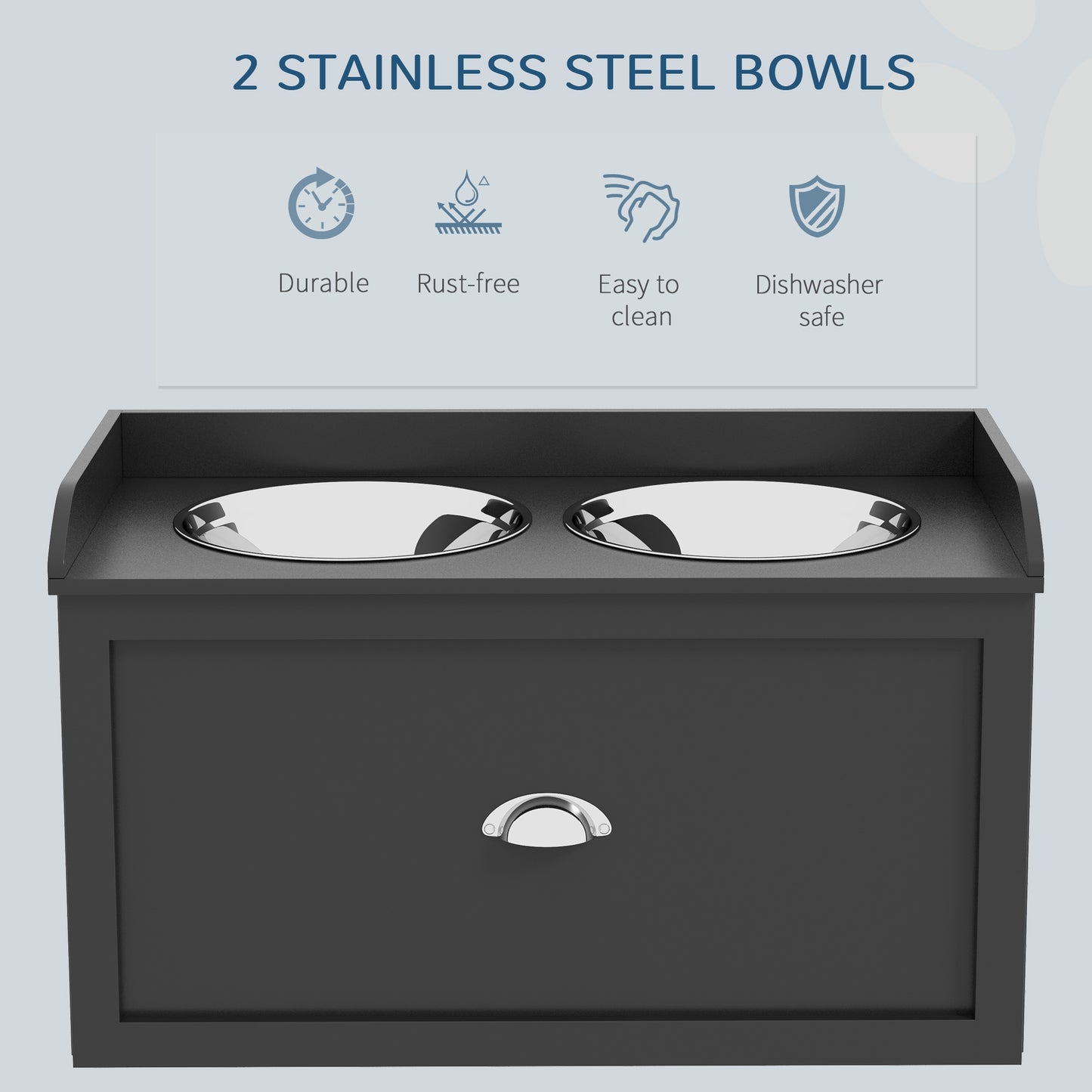 Pet Feeding Station Pet Dish Bowl Set with Storage, 2 Elevated Dog Bowls for Large Sized Dogs, Black